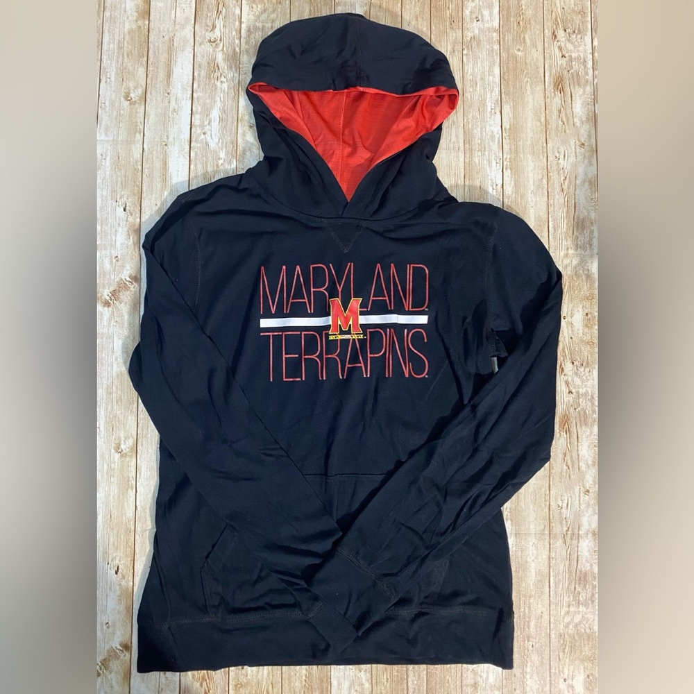 Maryland Terrapins UMD Terps Women's Recovery Line Em Up Pullover Hoodie Black L - Picture 6 of 13